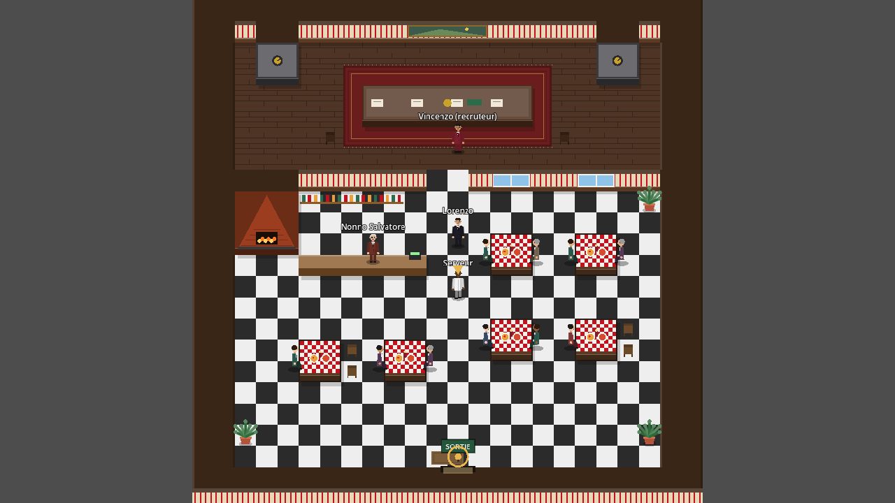 Intérieur de la pizzeria